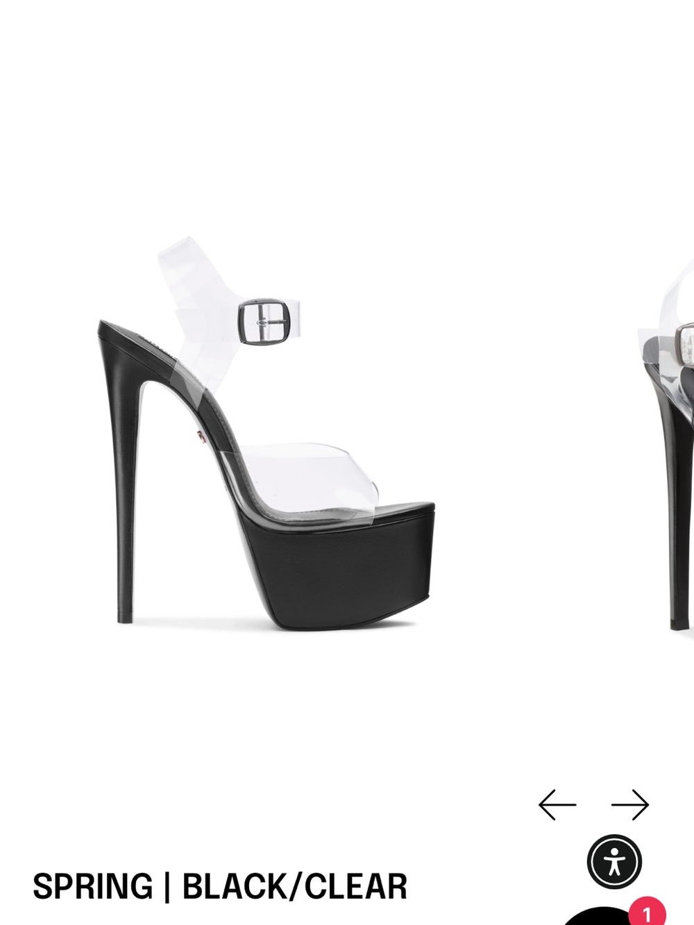 Ruthie Davis Black and Clear Platform Stiletto Sandals
